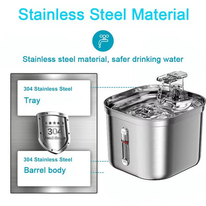 Stainless Steel Cat Fountain  Automatic Water Dispenser With Sensor And Filter For Cats UltraQuiet  1