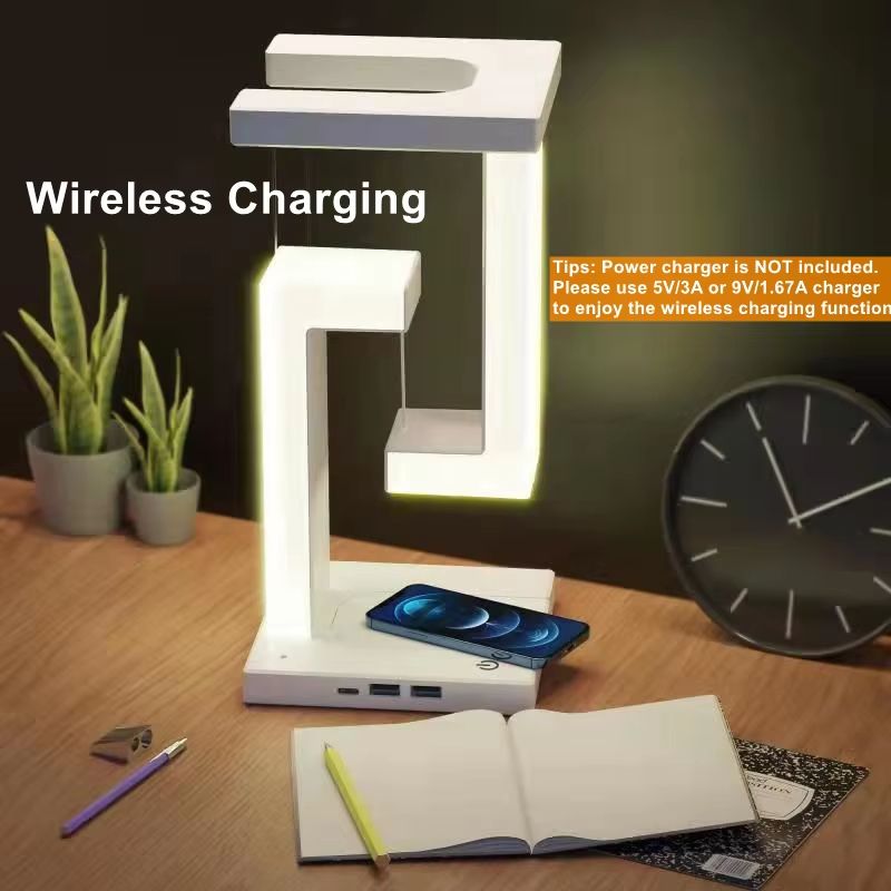 Magnetic Floating Lamp With 10W Detachable Wireless Charger  Modern LED Desk Light For Bedroom  Off 3