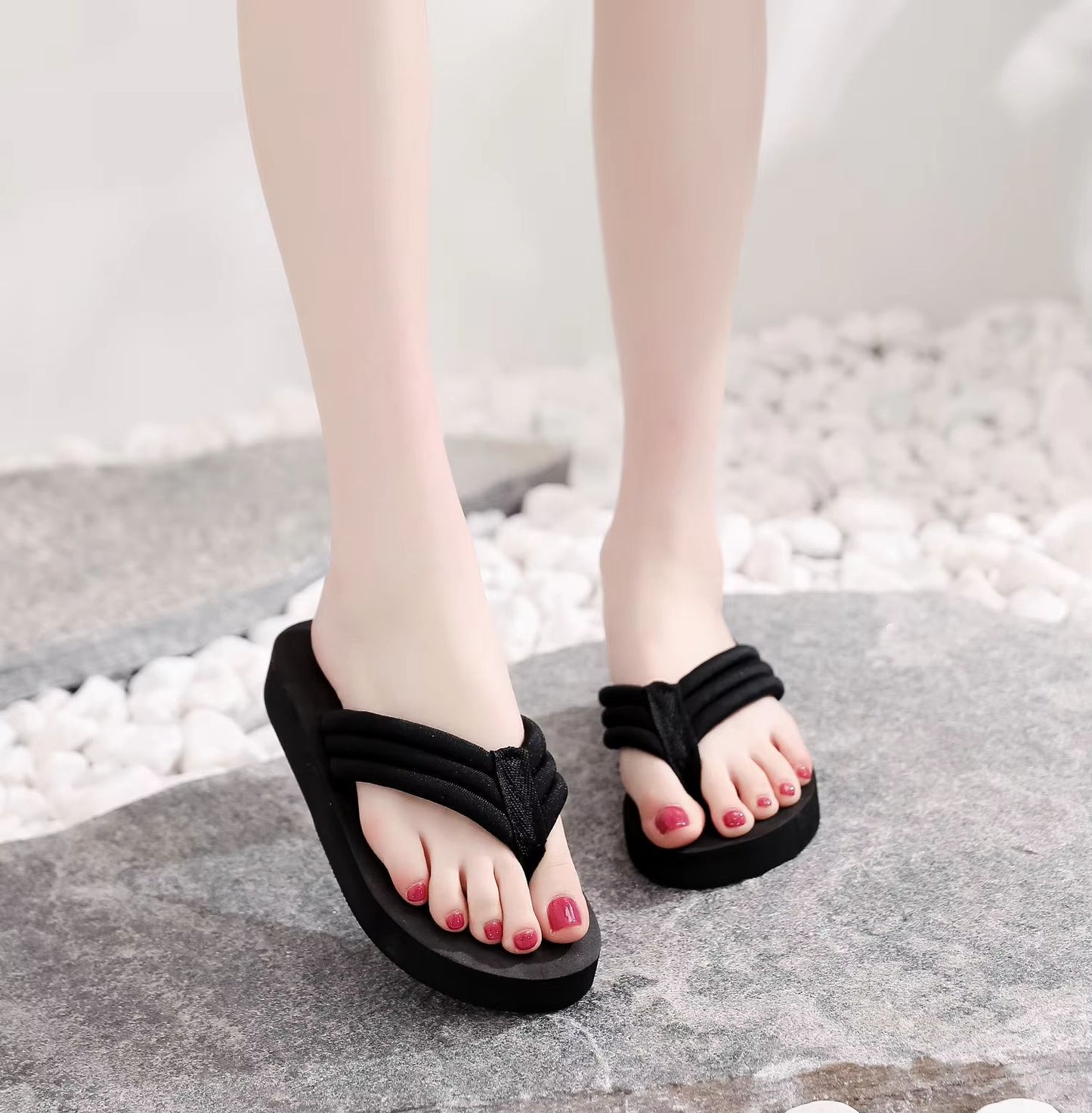 Womens Lightweight Wedge Flip Flops  Comfortable Summer Platform Sandals For Beach  Indoor Use 7