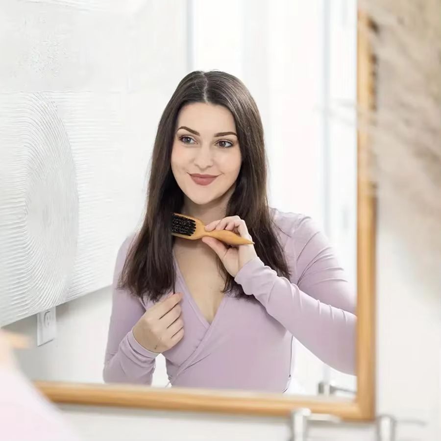 Boar Bristle Slick Back Hair Brush  Sleek Ponytail  Bun Styling Tool For Smoothing Baby Hairs Flyaw 2