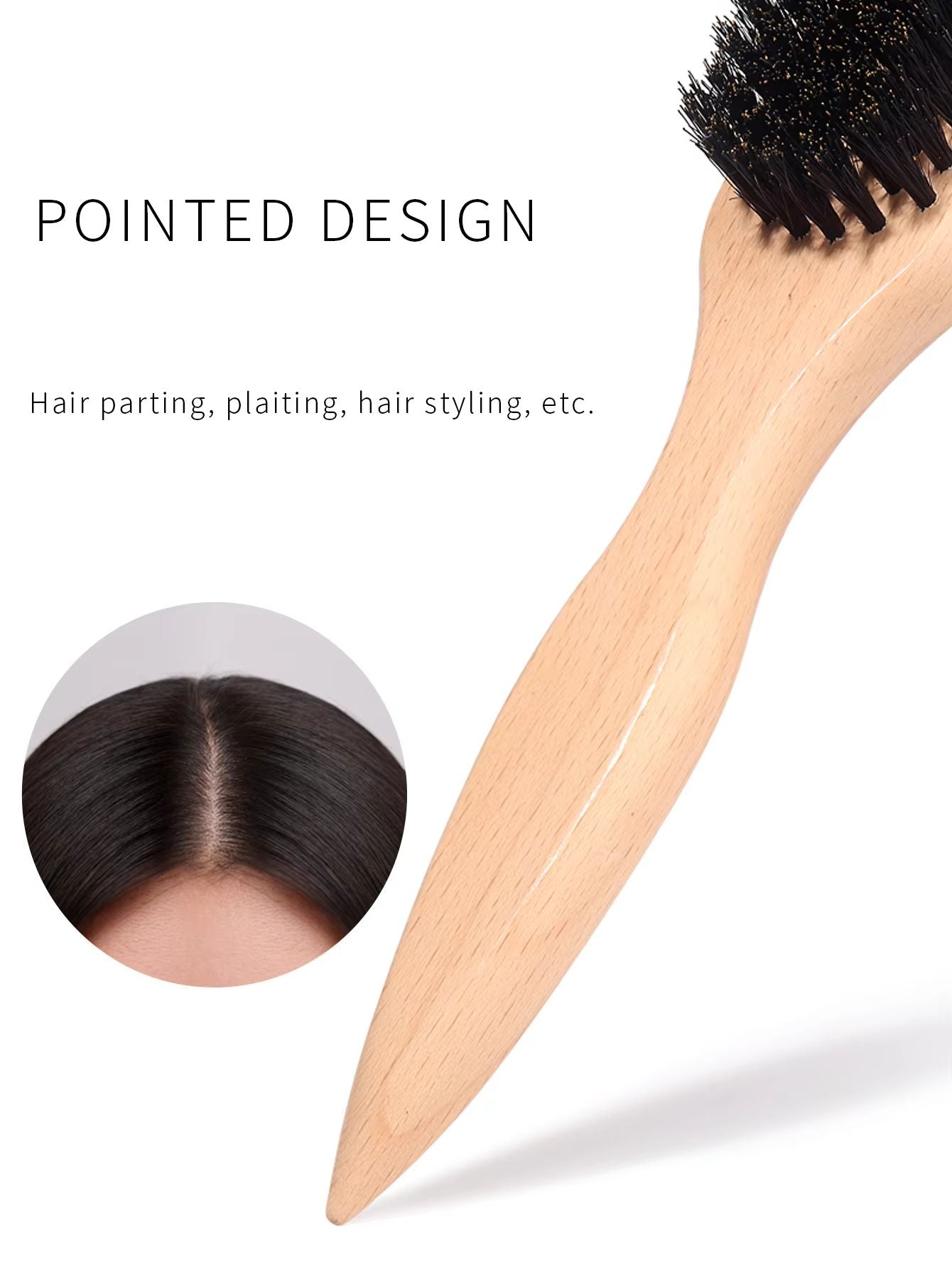 Boar Bristle Slick Back Hair Brush  Sleek Ponytail  Bun Styling Tool For Smoothing Baby Hairs Flyaw 5