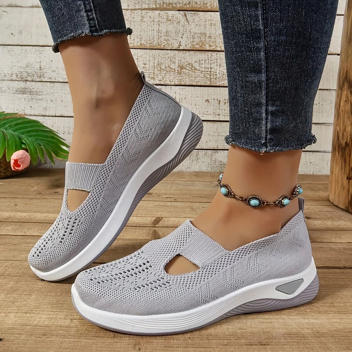 Womens Breathable Mesh Walking Shoes With Lightweight PVC Sole 5