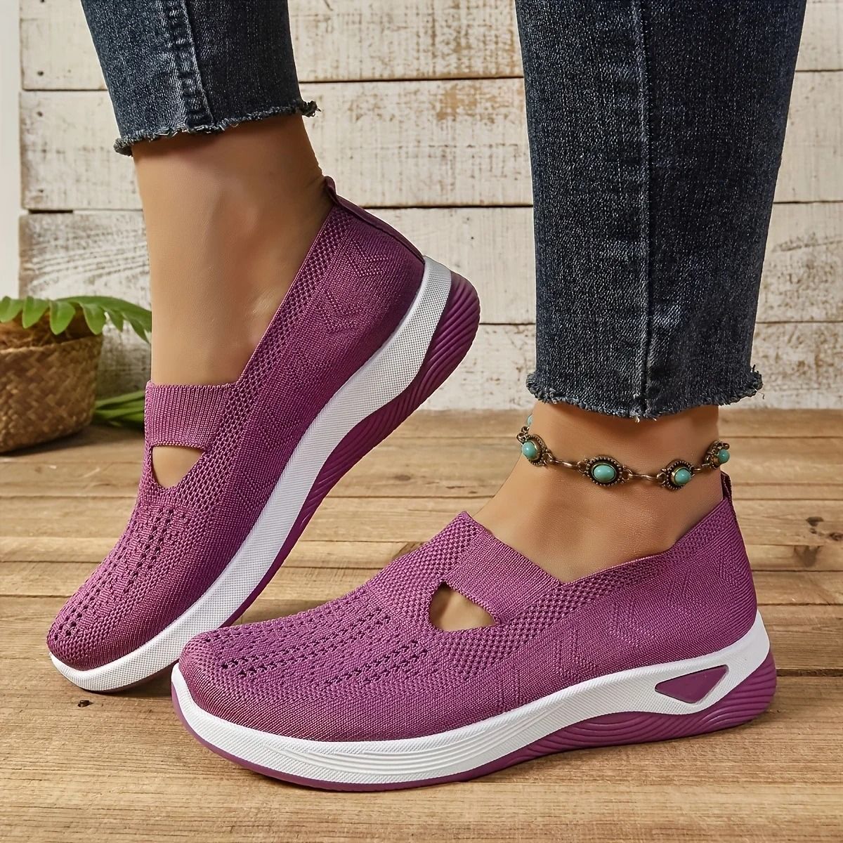 Womens Breathable Mesh Walking Shoes With Lightweight PVC Sole 9