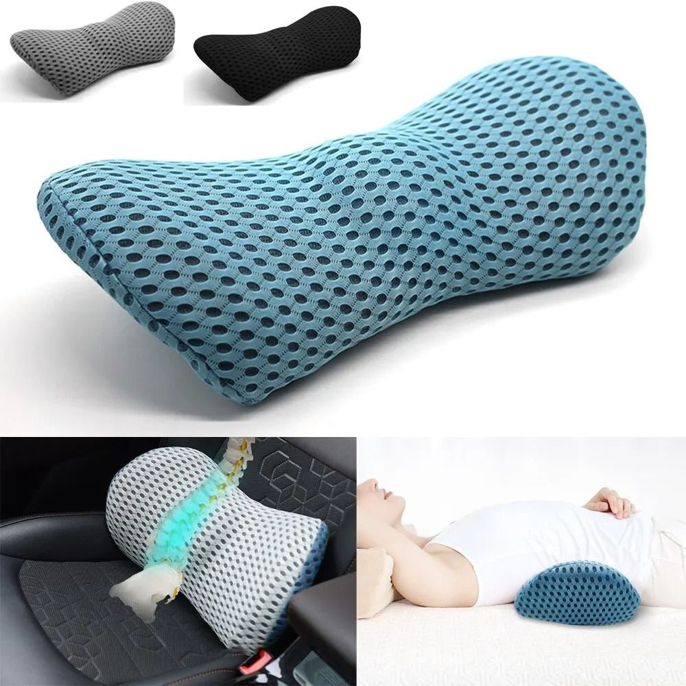 Breathable Memory Foam Lumbar Support Pillow for Car Seat and Bed Comfort