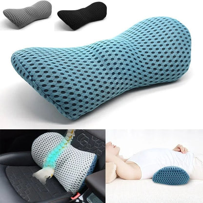 Breathable Memory Foam Lumbar Support Pillow for Car Seat and Bed Comfort