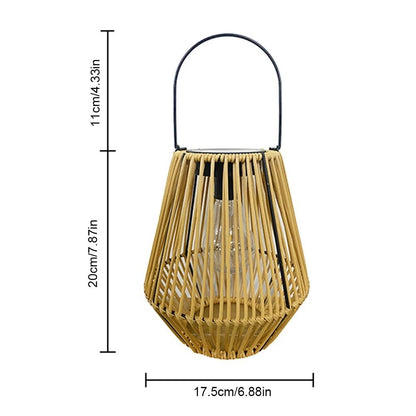 Waterproof Solar Rattan Lantern With Hanging Bamboo Weave For Garden Patio  Courtyard Decor 5
