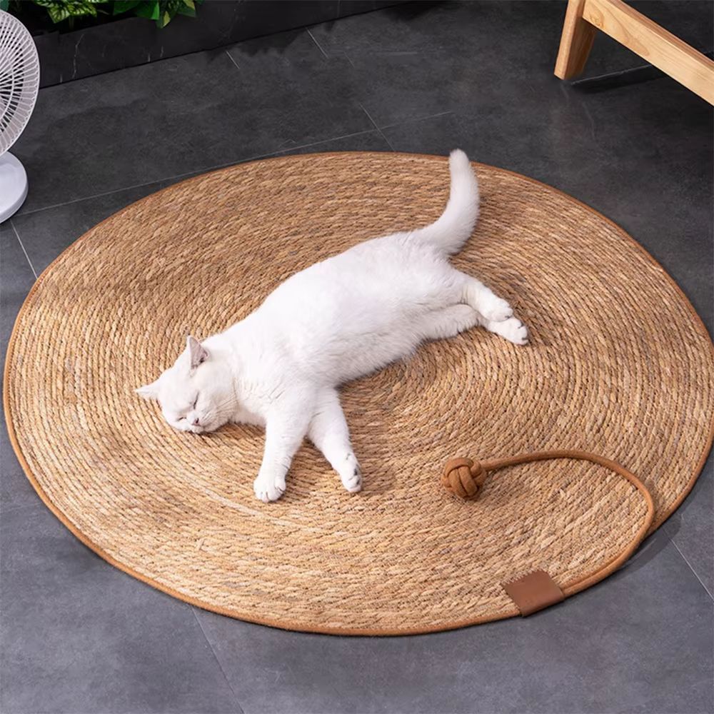 Natural Rattan Cat Scratcher Mat – Furniture Protector & Nail Care