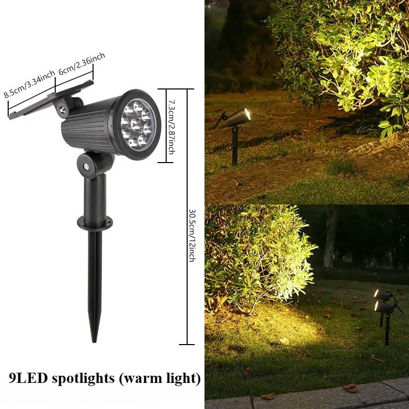 9 LED Waterproof Solar Spotlight For Outdoor Garden Lawn And Landscape Pathway Lighting 7