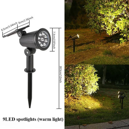 9 LED Waterproof Solar Spotlight For Outdoor Garden Lawn And Landscape Pathway Lighting 7