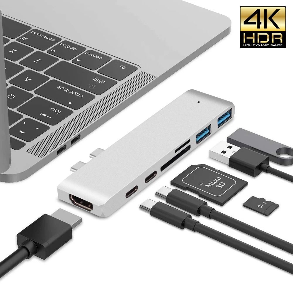 USB C Hub to 4K HDMI Adapter with Thunderbolt 3 SD TF Reader and PD for MacBook Pro and Air