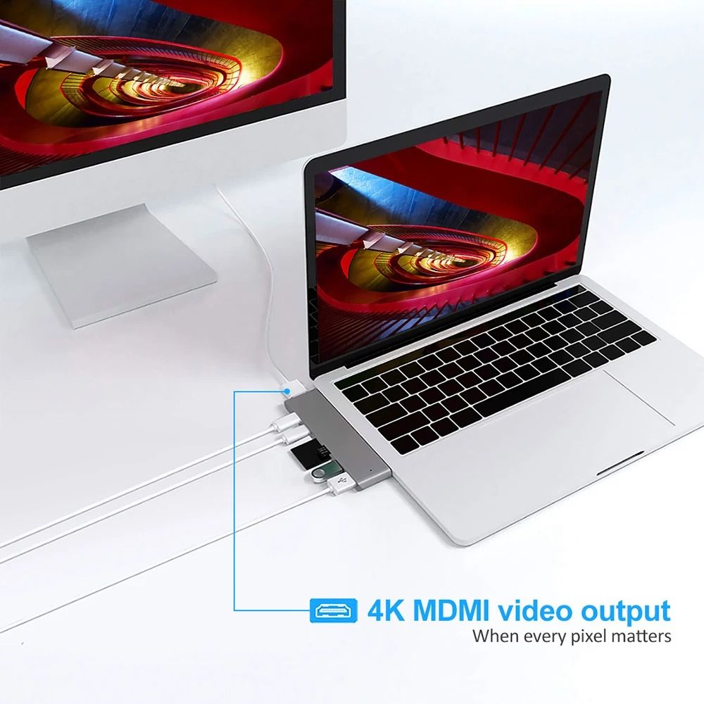 USB C Hub To 4K HDMI Adapter With Thunderbolt 3 SD TF Reader And PD For MacBook Pro And Air 4