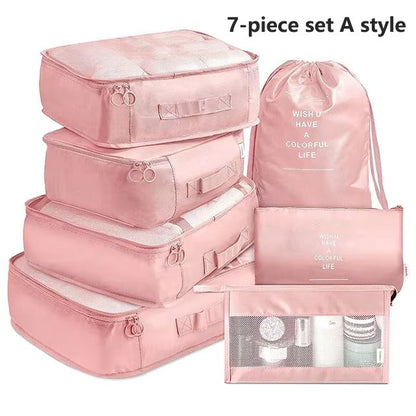 7 Piece Travel Packing Cubes Set Organizer And Compression Bags 10