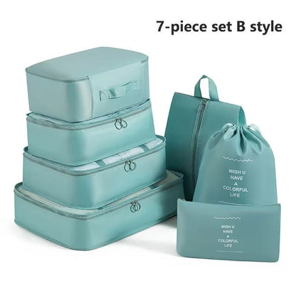 7 Piece Travel Packing Cubes Set Organizer And Compression Bags 16