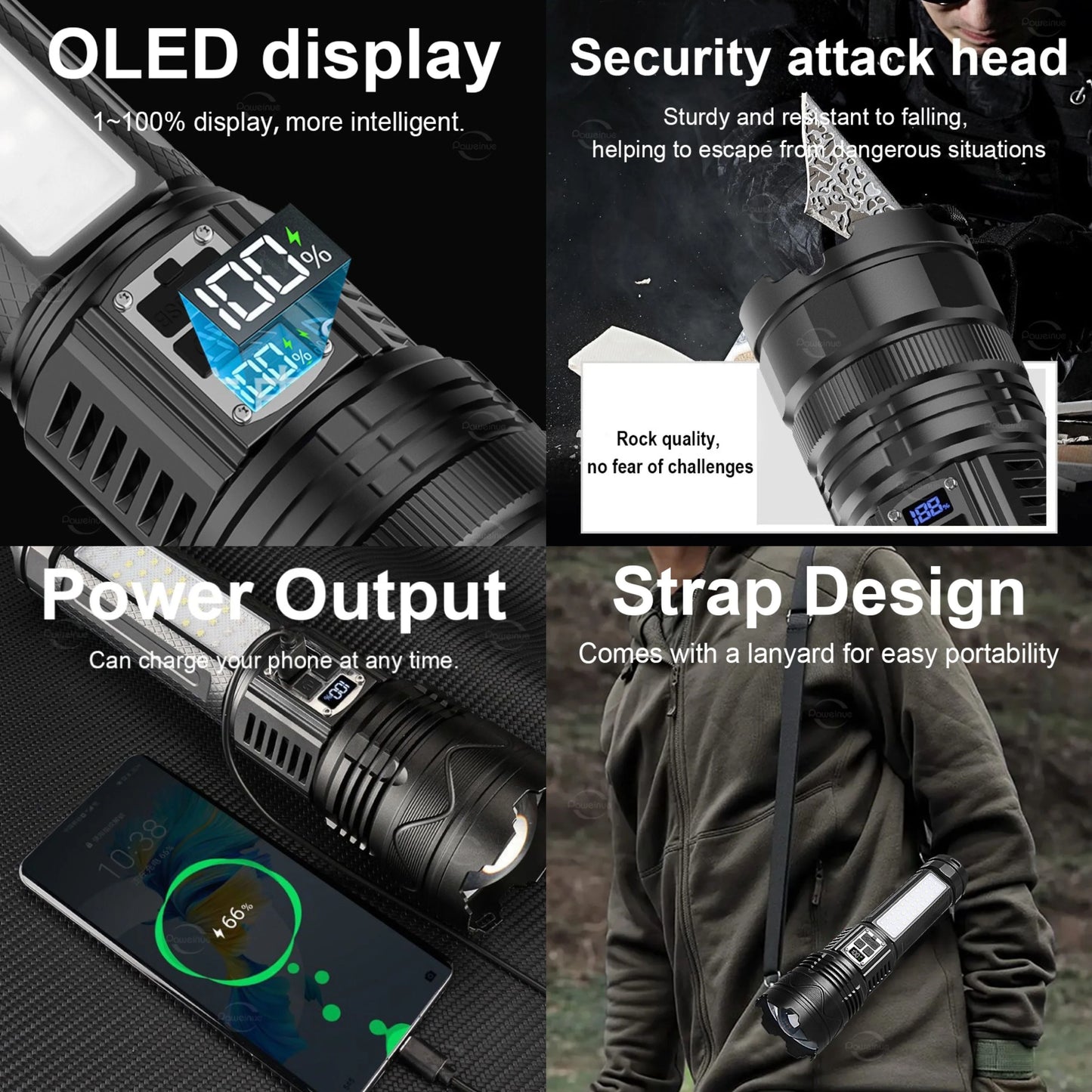 Rechargeable Long Range LED Flashlight With Type C Charging And Tactical Zoom For Outdoor Use 5