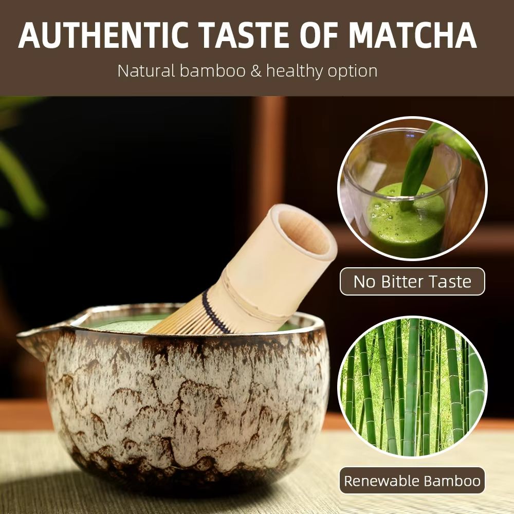 6 Piece Japanese Matcha Tea Set With Bamboo Whisk Bowl  Accessories 1