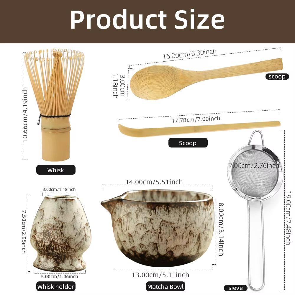6 Piece Japanese Matcha Tea Set With Bamboo Whisk Bowl  Accessories 5
