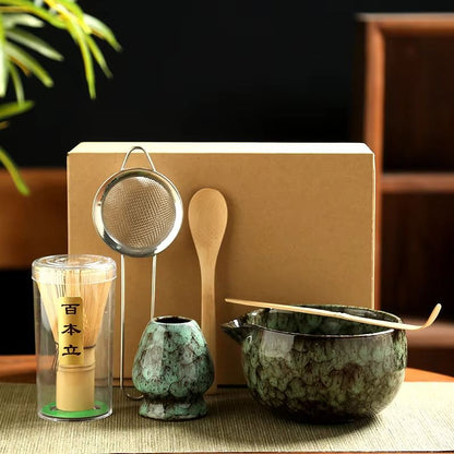 6 Piece Japanese Matcha Tea Set With Bamboo Whisk Bowl  Accessories 6