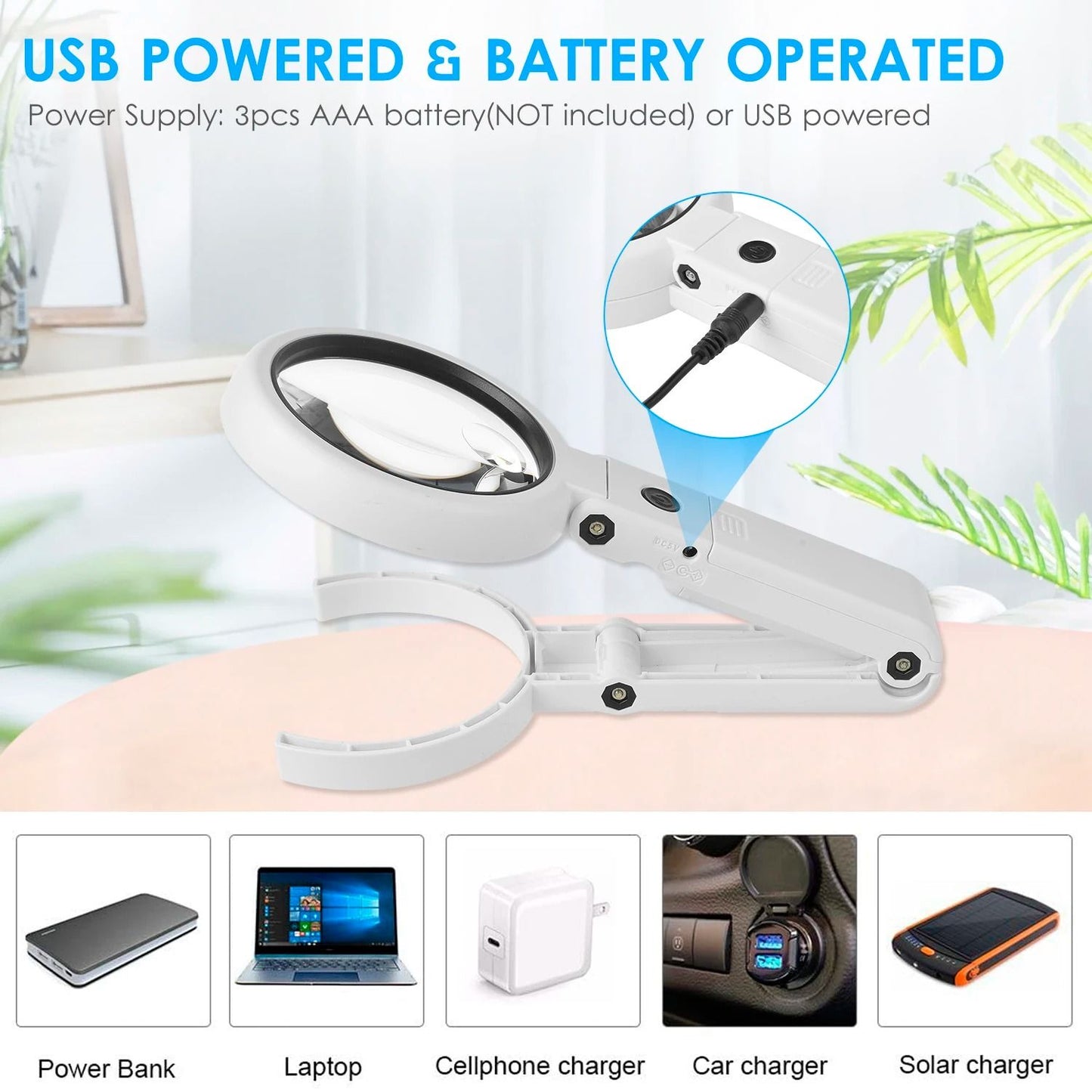 LED Magnifying Glass With Stand And USB Power For Crafting And Watch Repair 4
