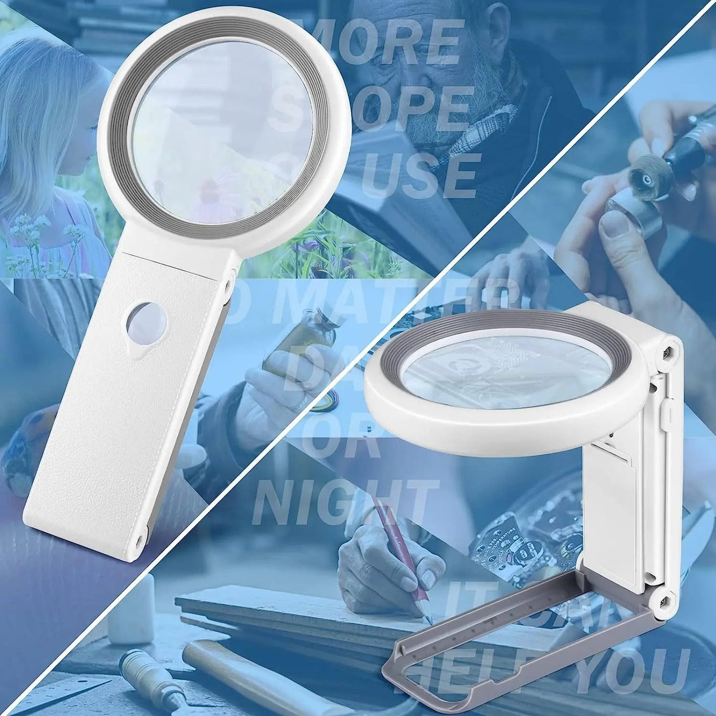 Folding LED Magnifying Glass With 30X And 10X Lenses And Stand For Reading And Precision Work 2