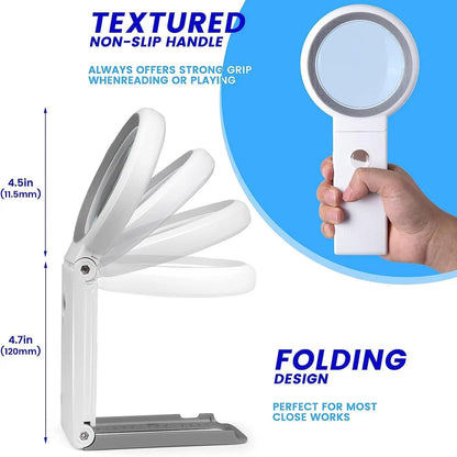 Folding LED Magnifying Glass With 30X And 10X Lenses And Stand For Reading And Precision Work 4