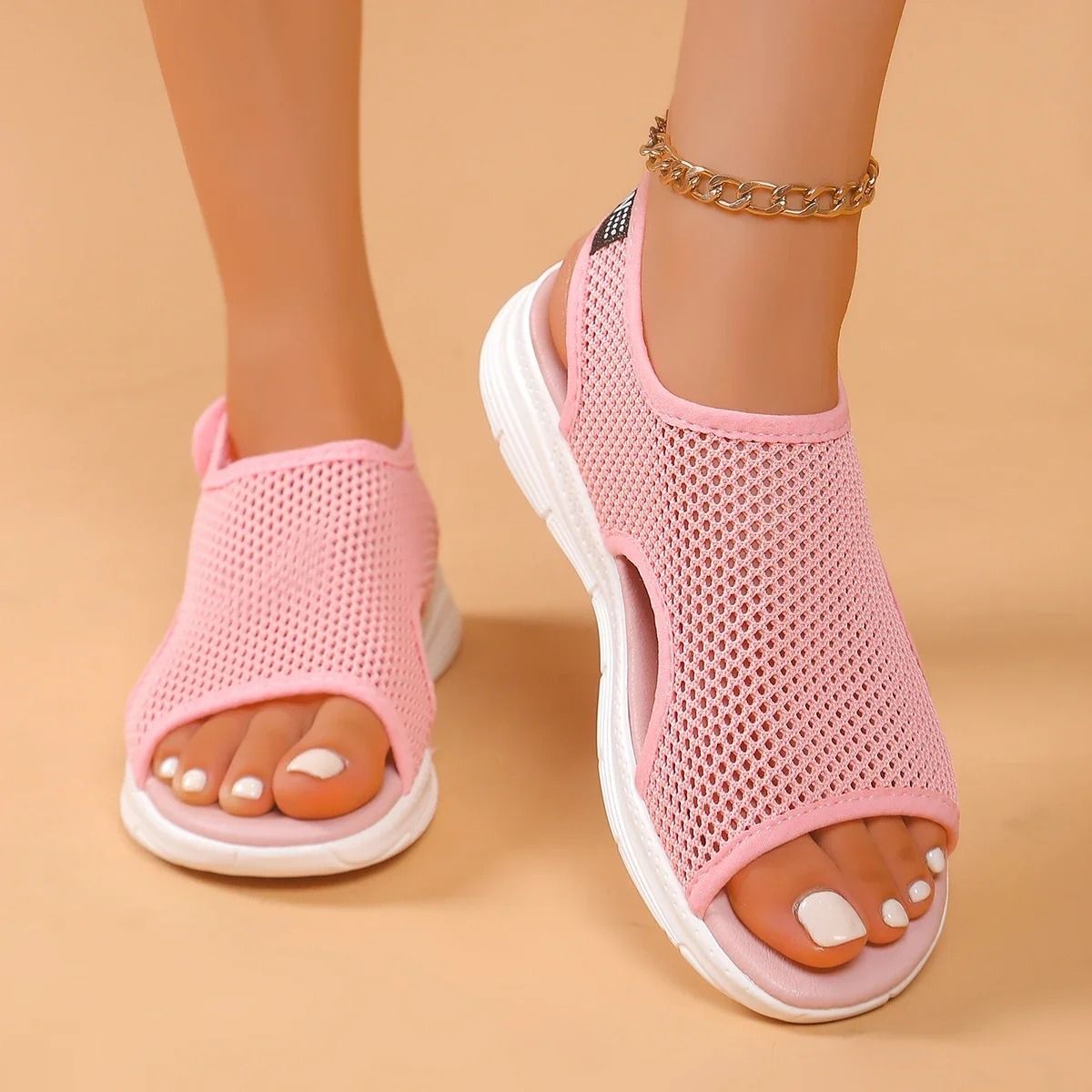 Womens Knitted Mesh Slip On Summer Sandals