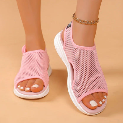 Womens Knitted Mesh Slip On Summer Sandals