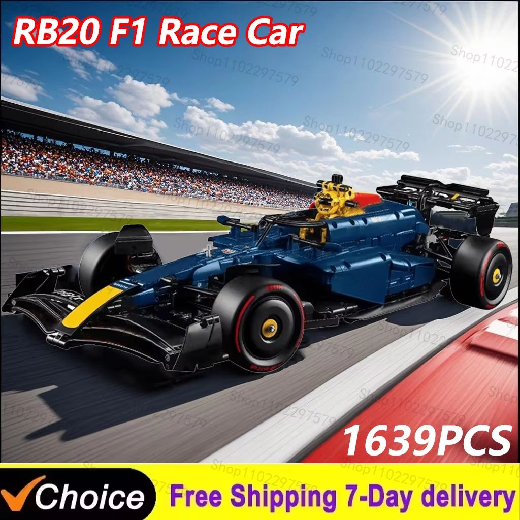 RB20 F1 Technic-Style Racing Car Building Kit – Model with 1,639 Pieces