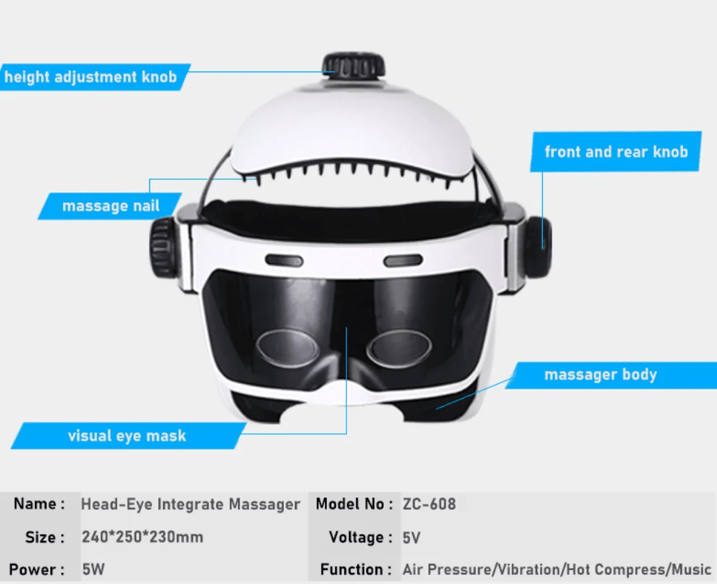 Wireless Head And Eye Massager Helmet With Heat And Air Pressure 4