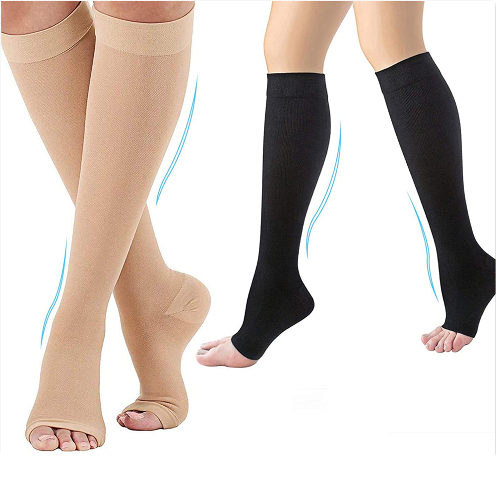 Medical Grade Compression Socks Unisex Toeless Support Hose, Varicose Veins Prevention & Circulation Control