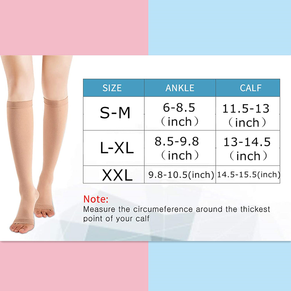 Medical Grade Compression Socks Unisex Toeless Support Hose, Varicose Veins Prevention & Circulation Control