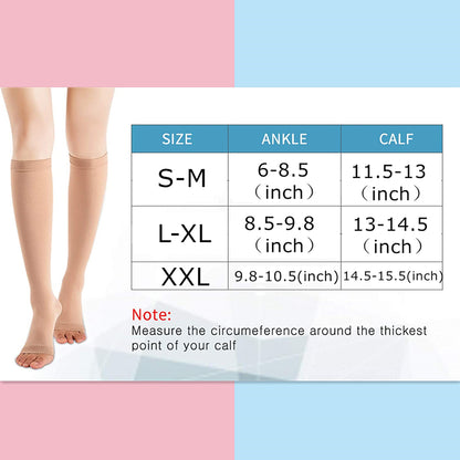 Medical Grade Compression Socks Unisex Toeless Support Hose, Varicose Veins Prevention & Circulation Control
