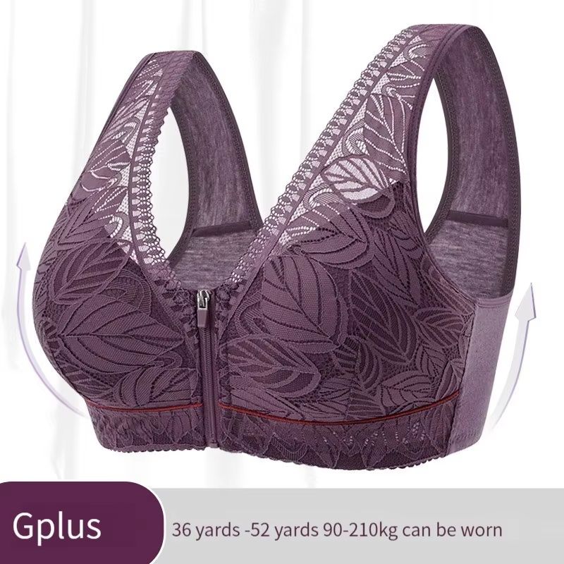 Plus-Size Front Zip Sports Bra Cotton Support Tank