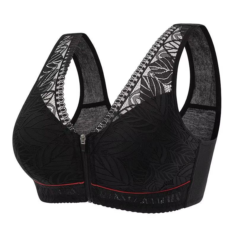 PlusSize Front Zip Sports Bra Cotton Support Tank 4
