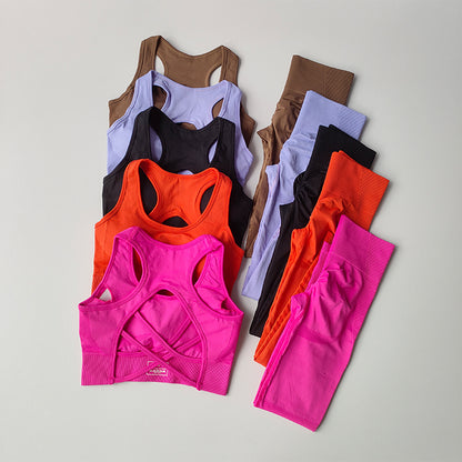 Women Sports Bra and Leggings Set, Shockproof Fitness Tank Top Yoga Suit, Beautiful Back Support Bra for Running