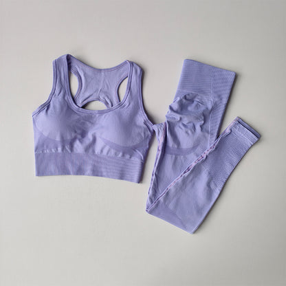 Women Sports Bra and Leggings Set, Shockproof Fitness Tank Top Yoga Suit, Beautiful Back Support Bra for Running