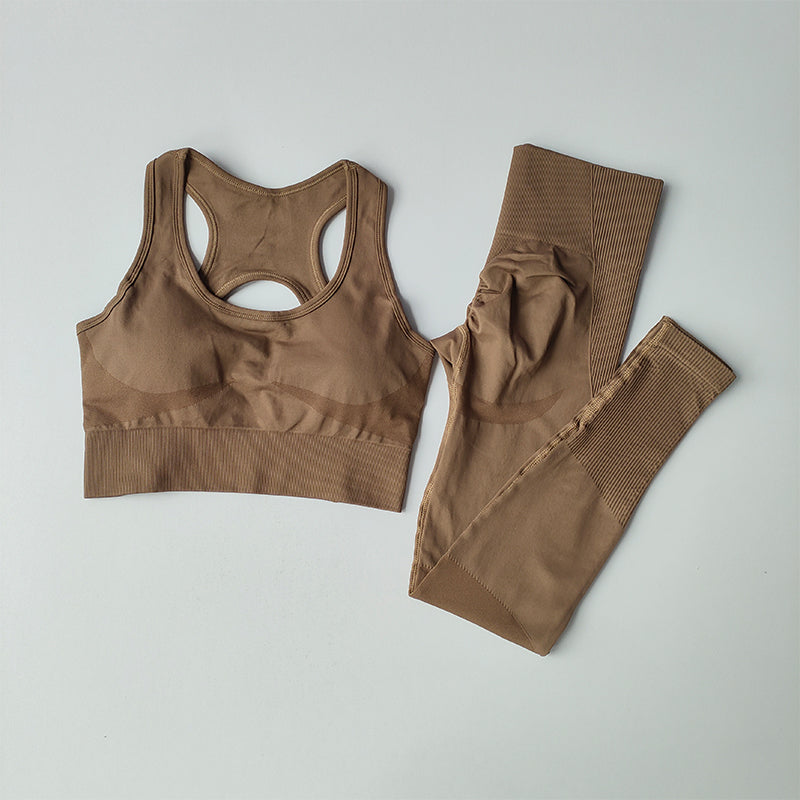 Women Sports Bra and Leggings Set, Shockproof Fitness Tank Top Yoga Suit, Beautiful Back Support Bra for Running