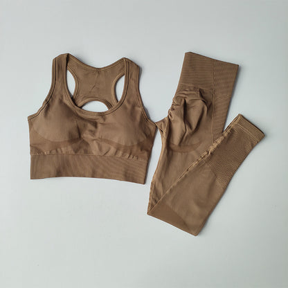Women Sports Bra and Leggings Set, Shockproof Fitness Tank Top Yoga Suit, Beautiful Back Support Bra for Running