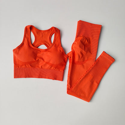 Women Sports Bra and Leggings Set, Shockproof Fitness Tank Top Yoga Suit, Beautiful Back Support Bra for Running