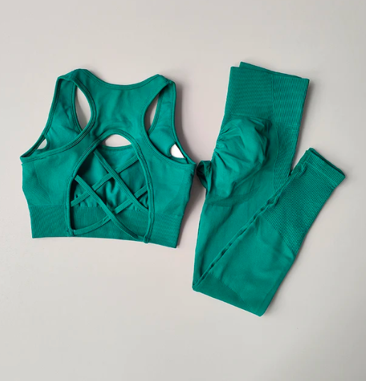 Women Sports Bra and Leggings Set, Shockproof Fitness Tank Top Yoga Suit, Beautiful Back Support Bra for Running