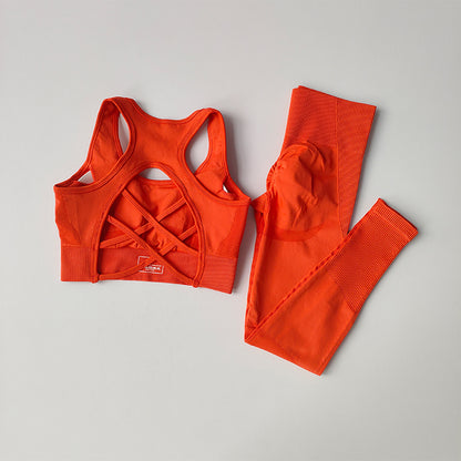 Women Sports Bra and Leggings Set, Shockproof Fitness Tank Top Yoga Suit, Beautiful Back Support Bra for Running