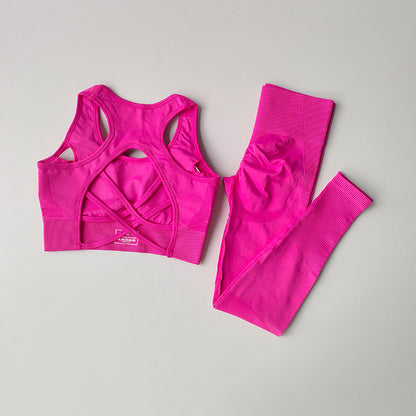 Women Sports Bra and Leggings Set, Shockproof Fitness Tank Top Yoga Suit, Beautiful Back Support Bra for Running