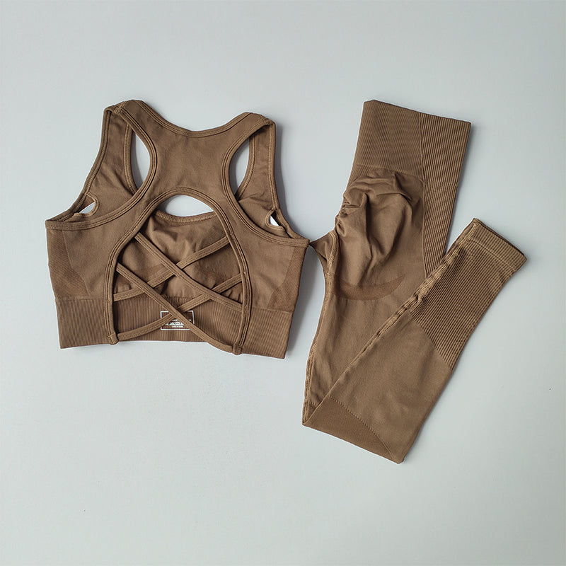 Women Sports Bra and Leggings Set, Shockproof Fitness Tank Top Yoga Suit, Beautiful Back Support Bra for Running