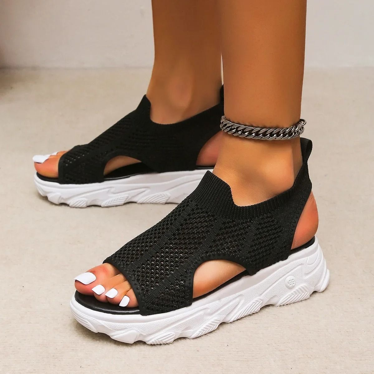 Womens Mesh Hollow Platform Sandals For Summer Comfort 1
