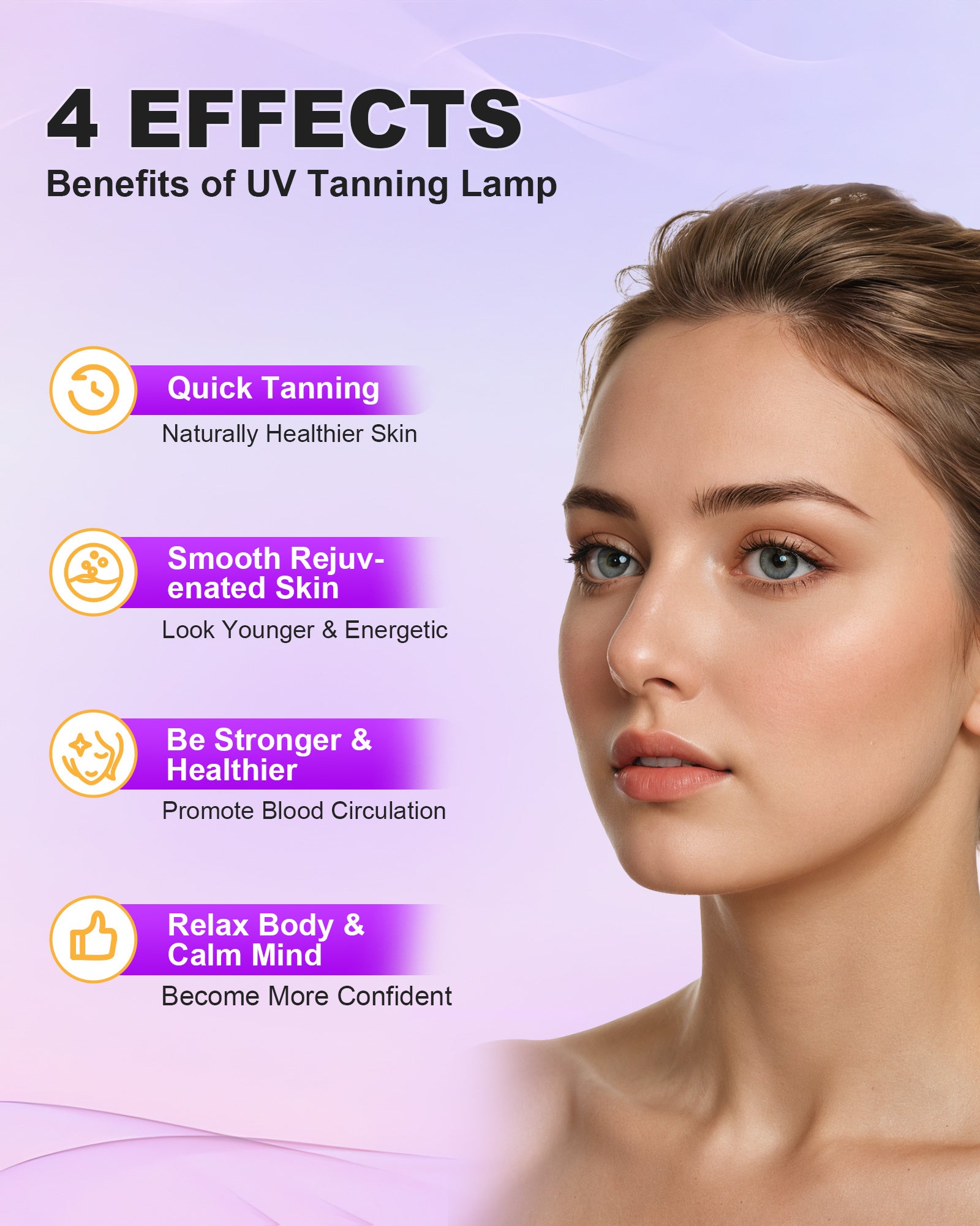 Tanning Solarium Lamp for Whole Body Blue Light, Round UV Tanning Lamp, Foldable Adjustable Stand Hanging Hooks