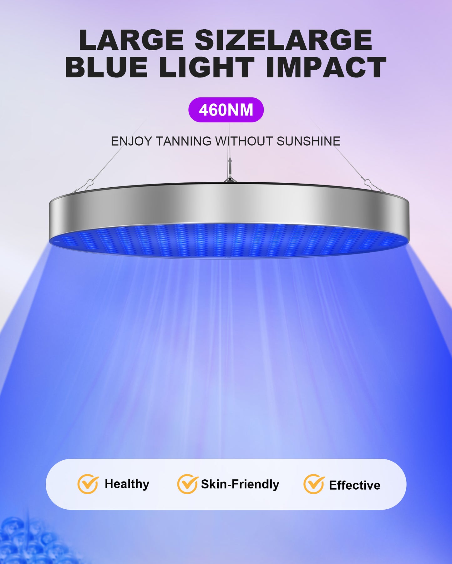 Tanning Solarium Lamp for Whole Body Blue Light, Round UV Tanning Lamp, Foldable Adjustable Stand Hanging Hooks