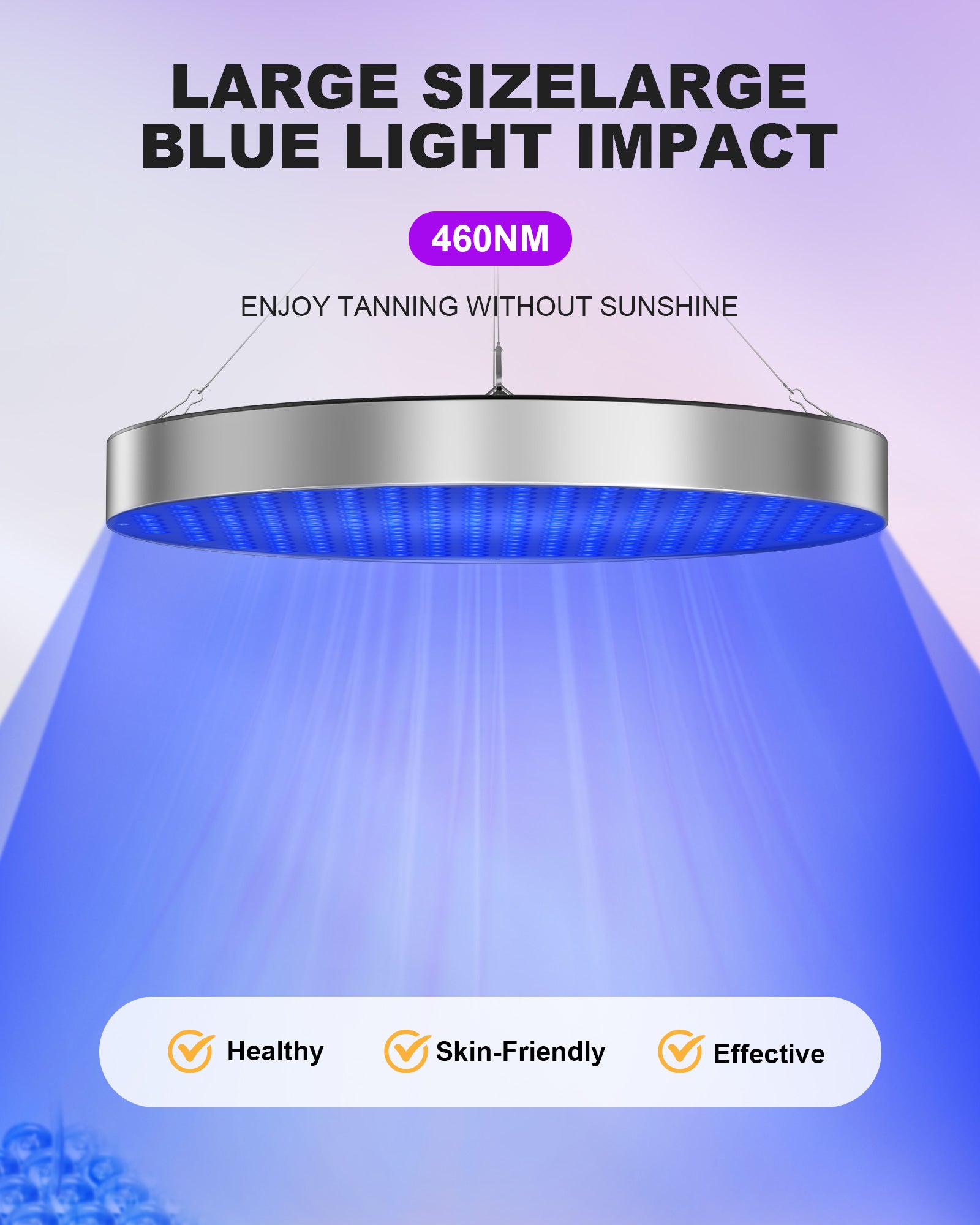 Tanning Solarium Lamp for Whole Body Blue Light, Round UV Tanning Lamp, Foldable Adjustable Stand Hanging Hooks