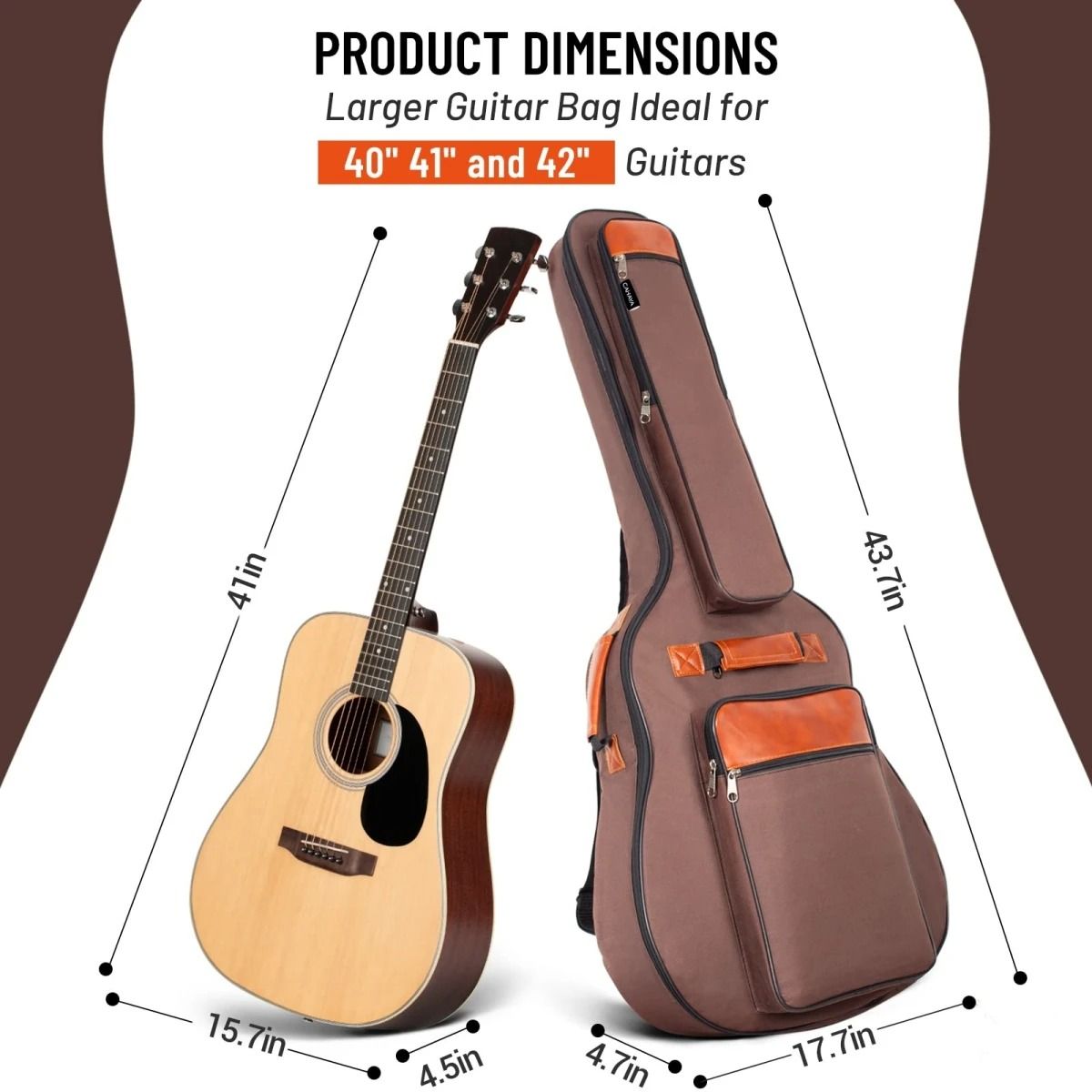 Waterproof Acoustic Guitar Bag 41 Inch With Padded Double Straps 1