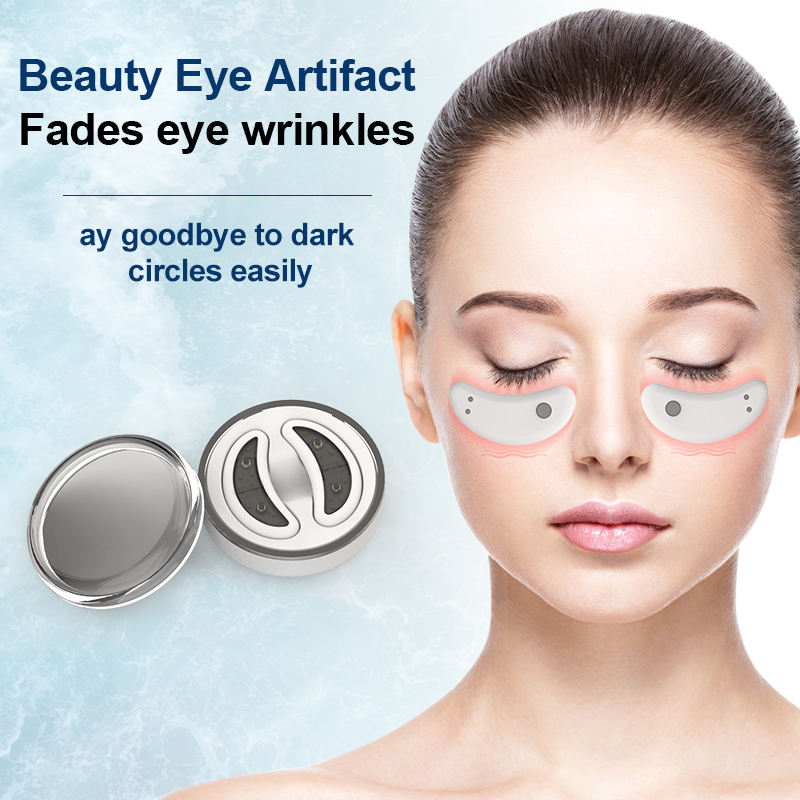 LED Red Light Eye Care Therapy EMS Massager With Gel Patch For Treatment Under Eye Wrinkle USB Rech