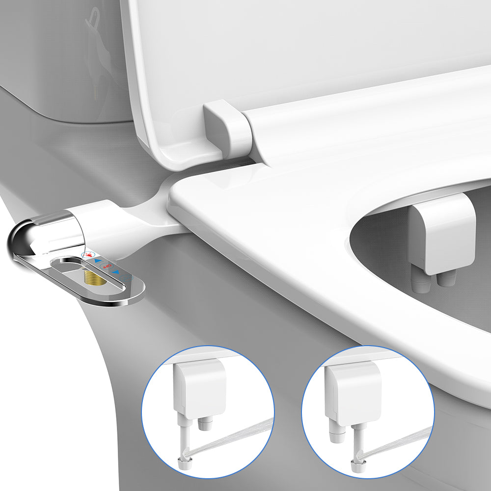 Bidet Toilet Seat New Lightweight Ultra thin Non Electric Double Nozzle, Adjustable Water Pressure, Easy Installation
