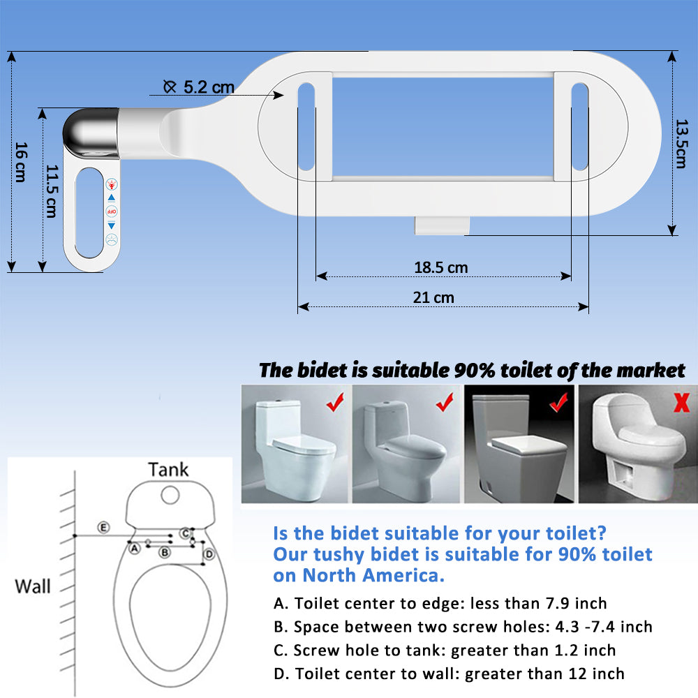 Bidet Toilet Seat New Lightweight Ultra Thin Non Electric Double Nozzle Adjustable Water Pressure E 3